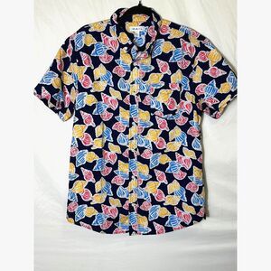 The Rail Mens Aloha Hawaiian Camp Button Down Shirt Size L Colorful Shell Design
